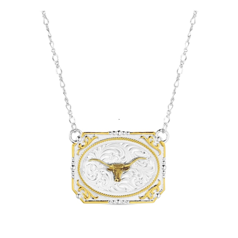 Montana Silversmiths Western Buckle Longhorn Necklace
