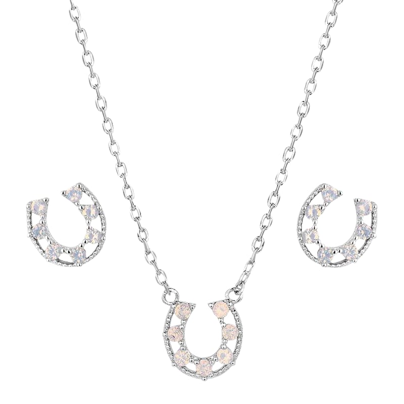 Montana Silversmiths Delicate Glamour Horseshoe Necklace and Earring Set