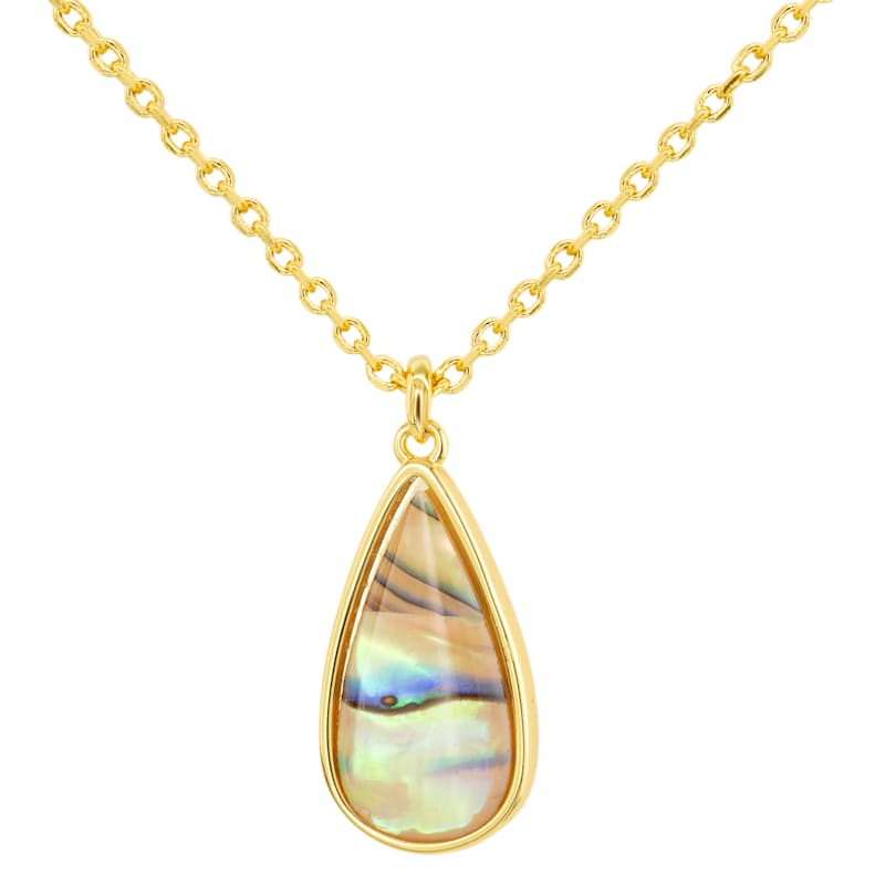 Amanda Blu Abalone Tan Teardrop Gold Necklace