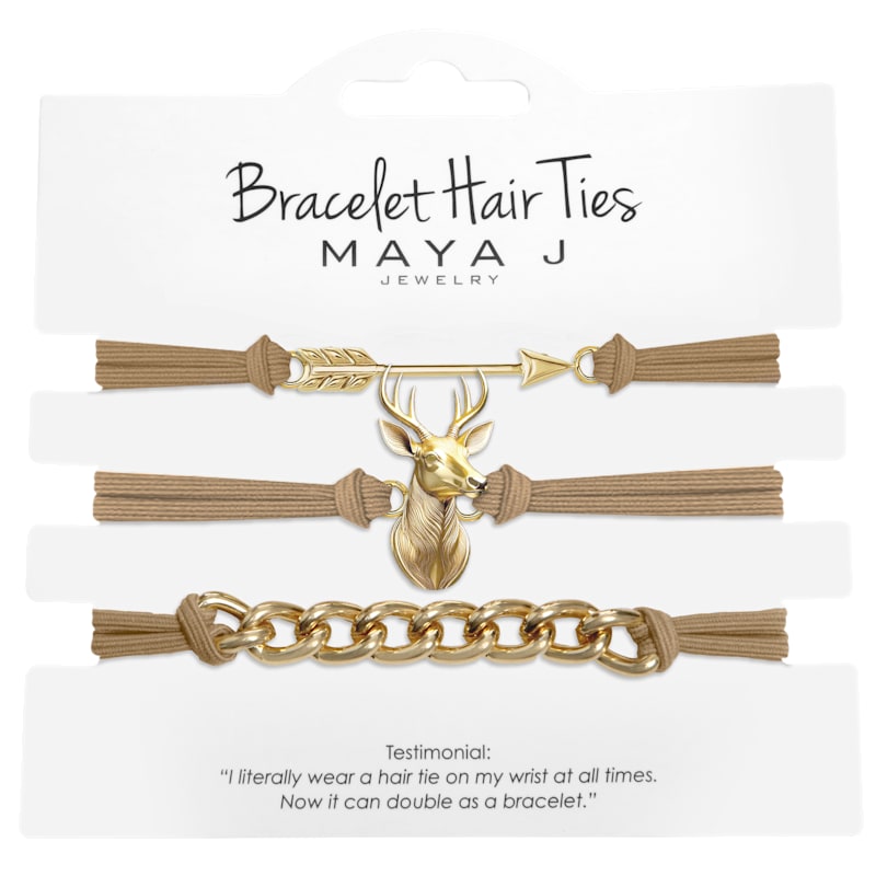 Maya J Hunter Tan Hair-Tie Bracelet Set