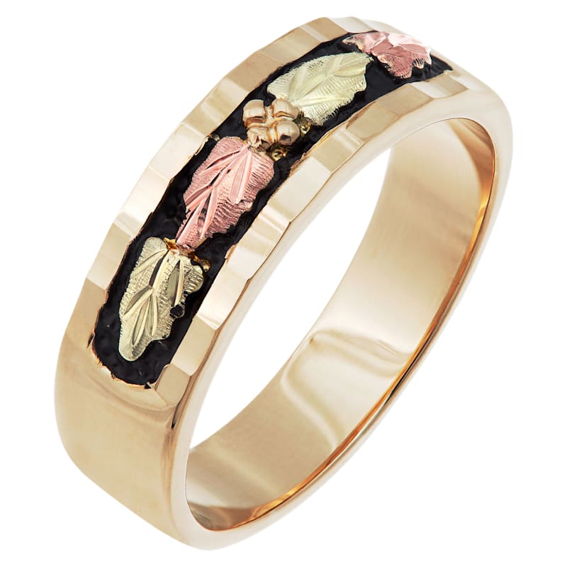 Landstrom's Black Hills Gold Wedding Band Ring with Antiquing for Ladies
