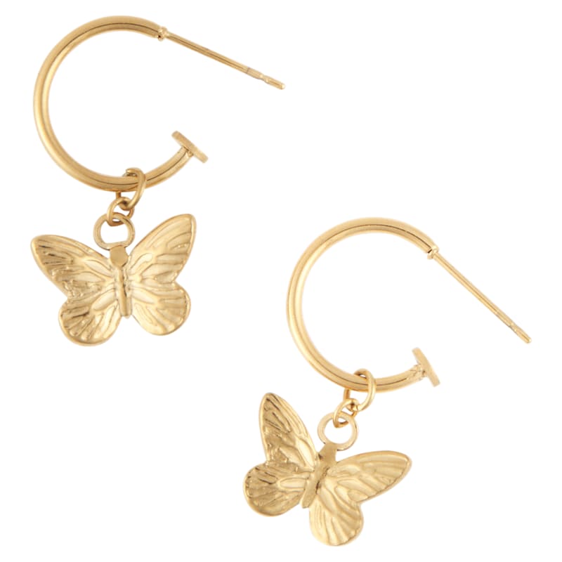 Howard's Narelle Gold Waterproof Butterfly Charm C-Hoop Earrings