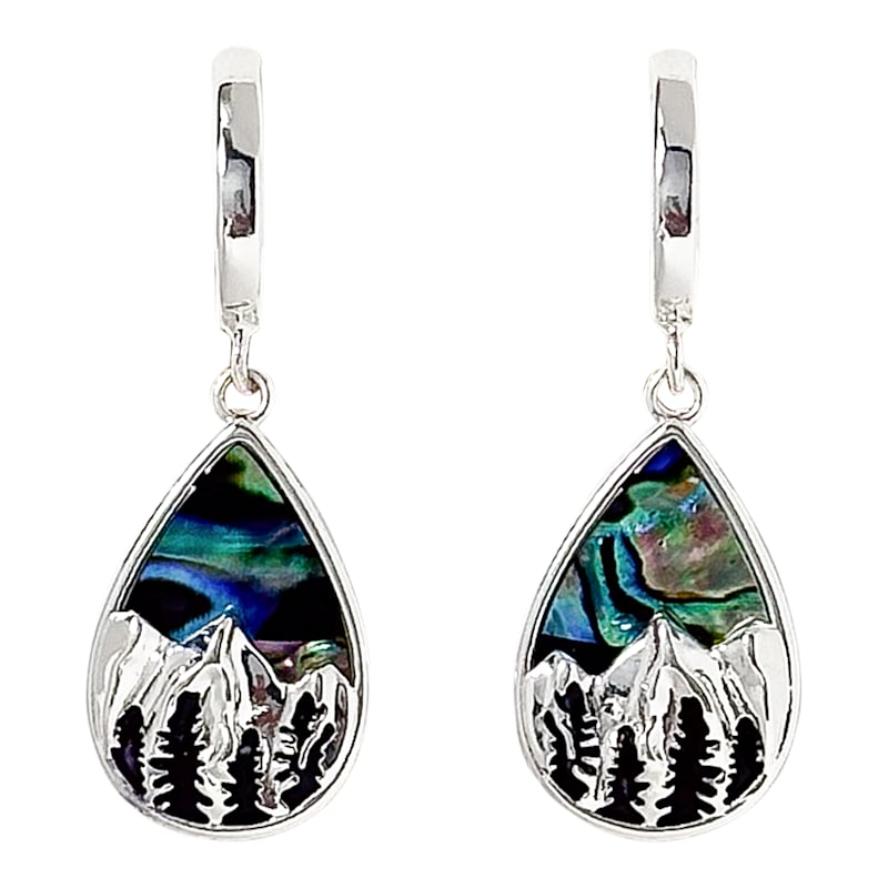 Amanda Blu Silver Abalone Mountain Scene Earrings