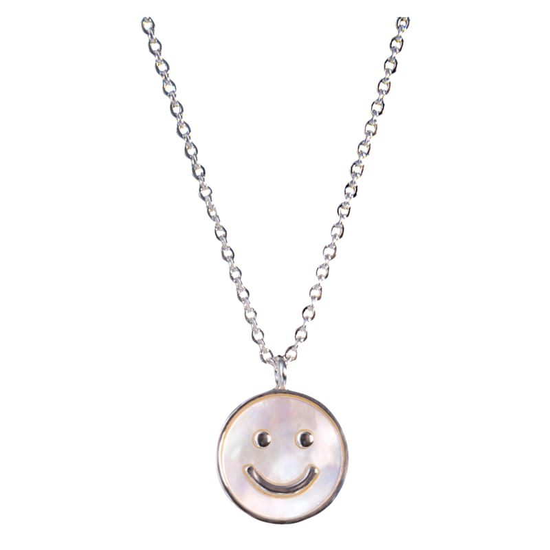 Amanda Blu White Mother of Pearl Smiley Face Necklace