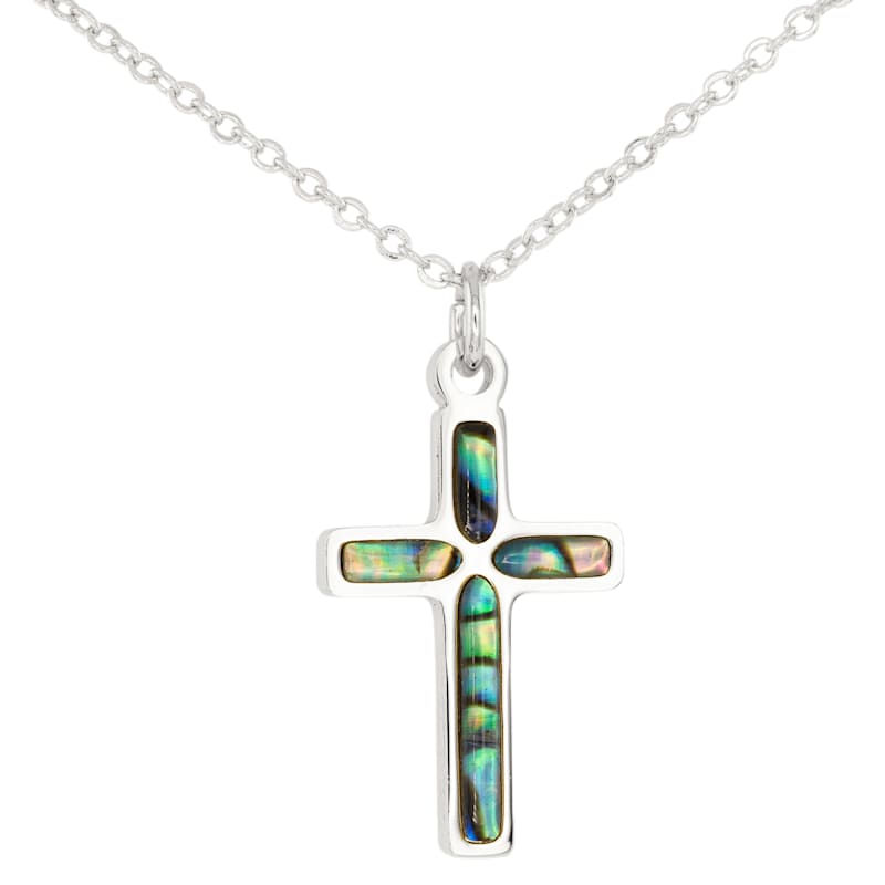 Amanda Blu Abalone Blue Cross Silver Necklace