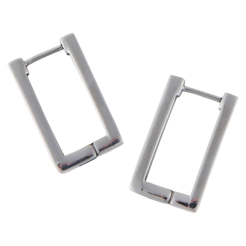 Howard's Narelle Waterproof Rectangle Silver Hoop Earrings