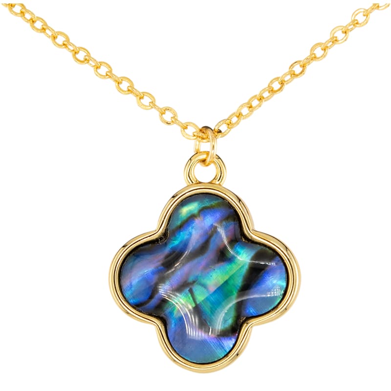 Amanda Blu Abalone Blue Clover Gold Necklace