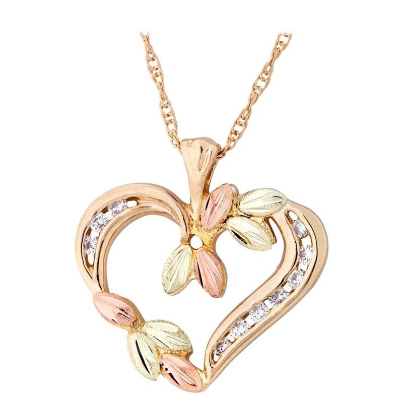 Landstrom's 10K Black Hills Gold Diamond Heart Necklace