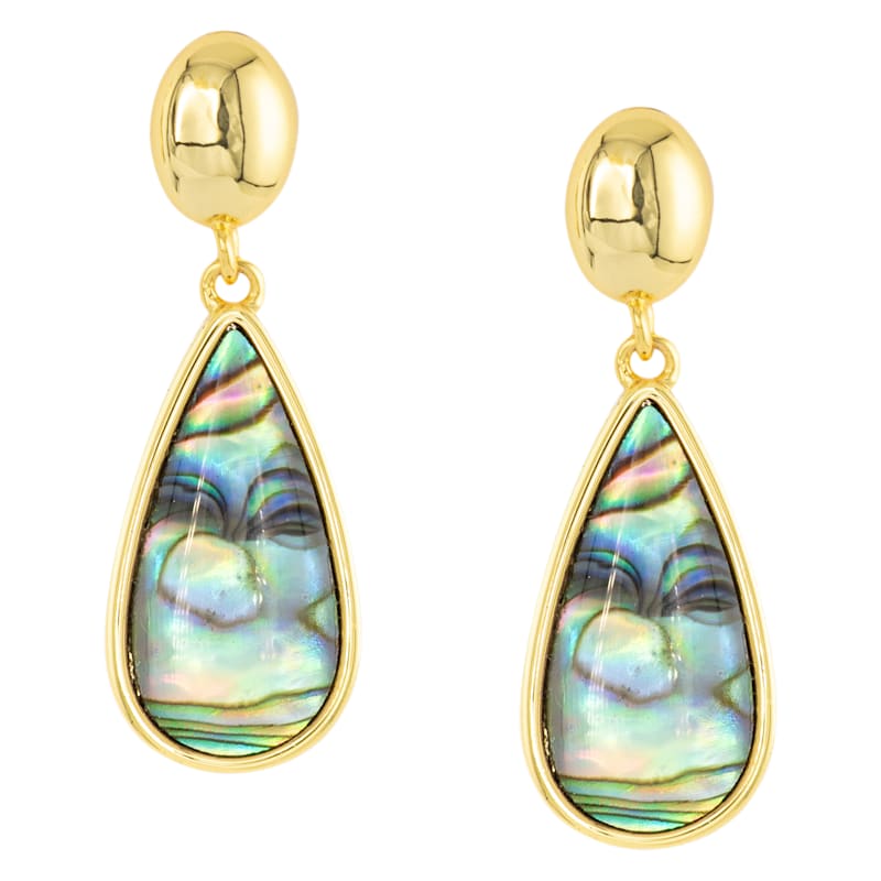 Amanda Blu Gold Abalone Blue Teardrop Earrings