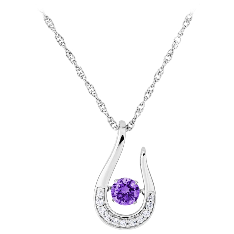TR Jewelry Concepts Silver Elegance Twinkle Birthstone Pendant Sterling Silver Necklace