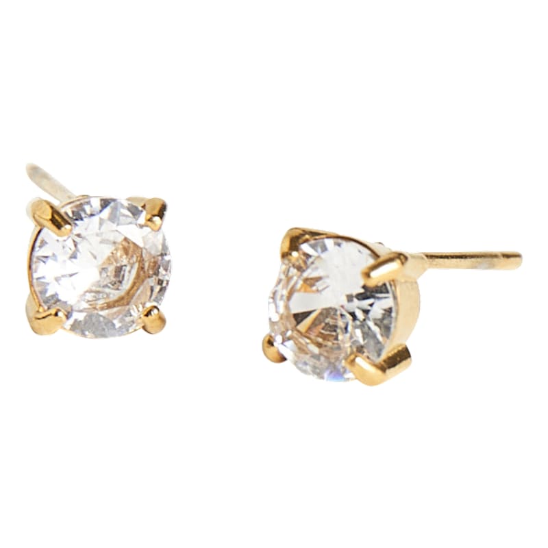 Howard's Narelle Gold Waterproof 5mm Round Cubic Zirconia Stud Earrings