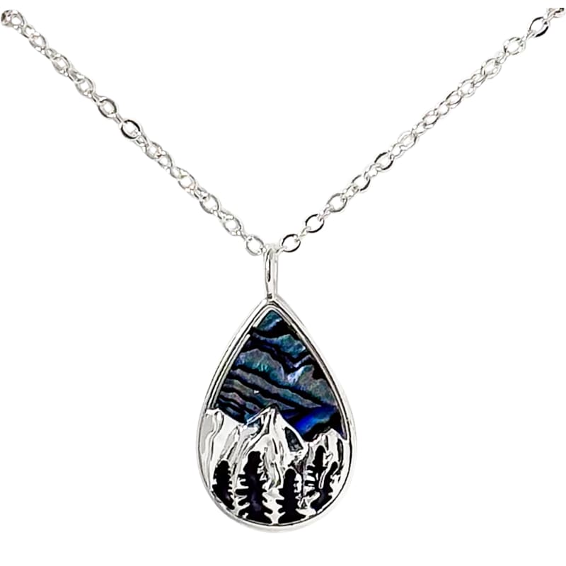 Amanda Blu Abalone Mountain Scene Silver Necklace