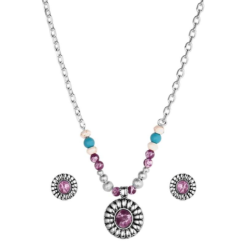 Montana Silversmiths Desert Flower Necklace And Earrings Jewelry Set