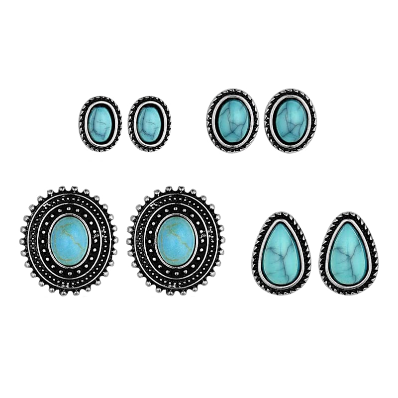 Montana Silversmiths Turquoise Silver-Plated Studs Earring Set