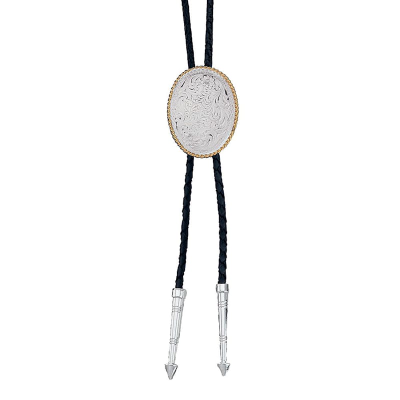Montana Silversmiths Engraved Silver Bolo Tie