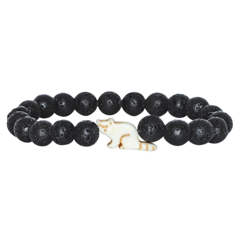 fahlo Dash Track-A-Red-Panda Lava Stone Beaded Bracelet