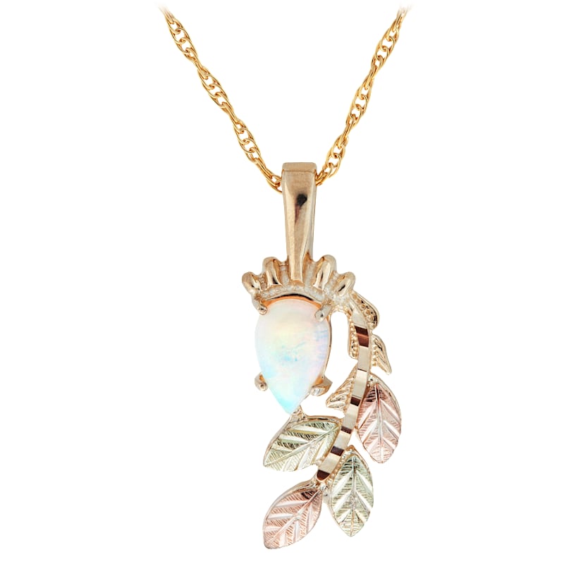 Black Hills Gold Tear-Drop Opal Pendant Necklace
