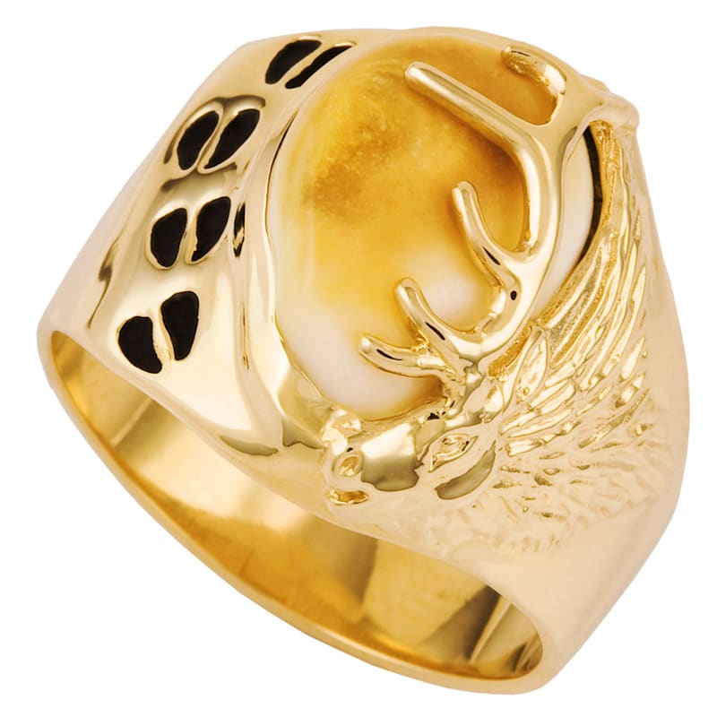 Frontier Collection Men's Custom 10-Kt. Elk Ivory Track Ring