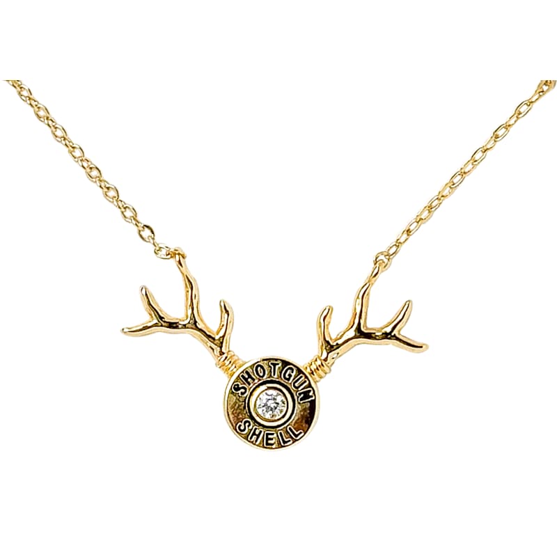 Amanda Blu Antler and Shotgun Cubic Zirconia Gold Necklace