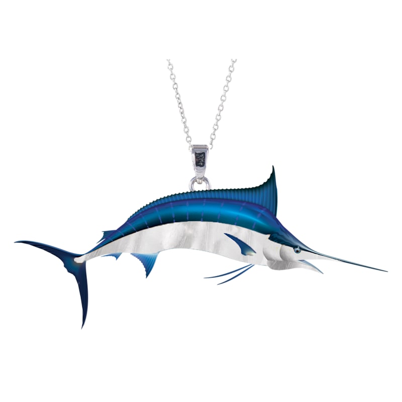 Amanda Blu Blue Marlin Enamel Silver Necklace