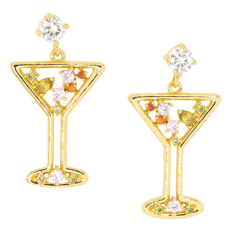 Amanda Blu Colorful Martini Cubic Zirconia Gold Earrings