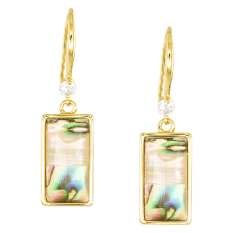 Amanda Blu Gold Abalone Tan Rectangle Drop Earrings