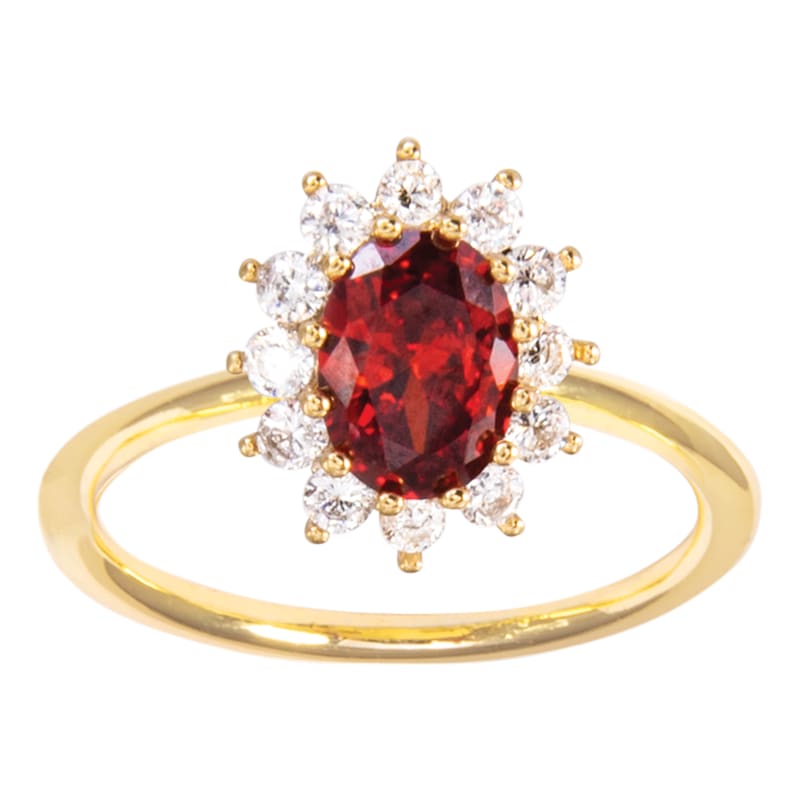 Amanda Blu Cubic Zirconia Red Oval Gold Ring