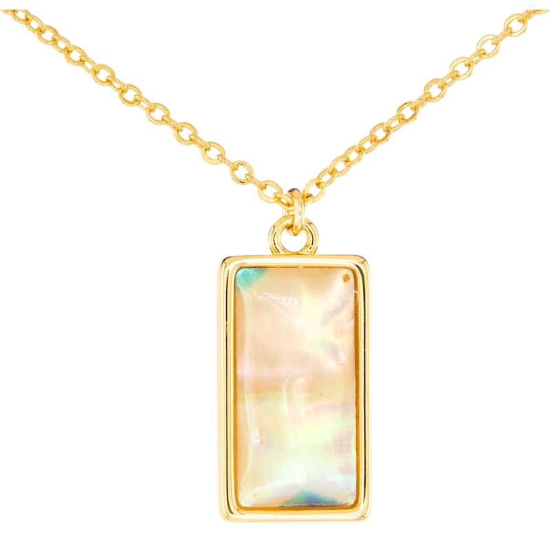 Amanda Blu Abalone Tan Rectangle Gold Necklace