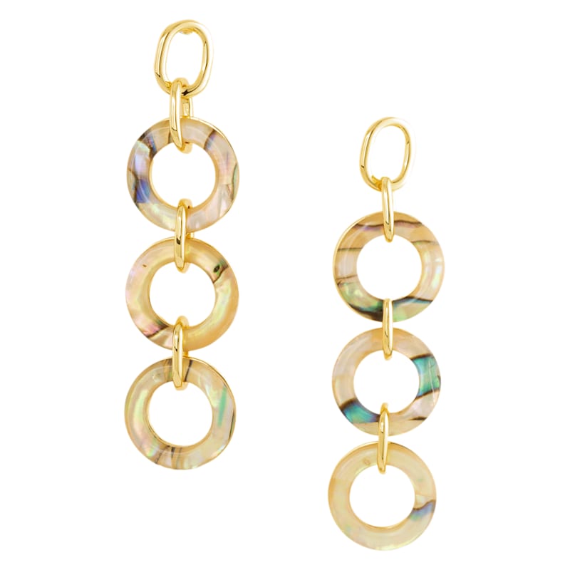Amanda Blu Gold Abalone Tan Link Drop Earrings