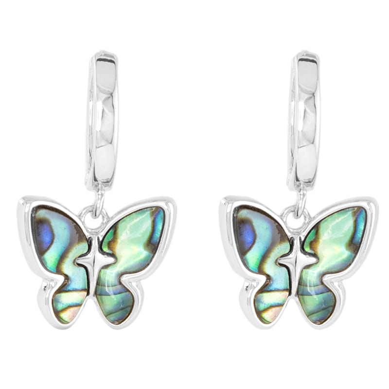 Amanda Blu Silver Abalone Blue Butterfly Earrings