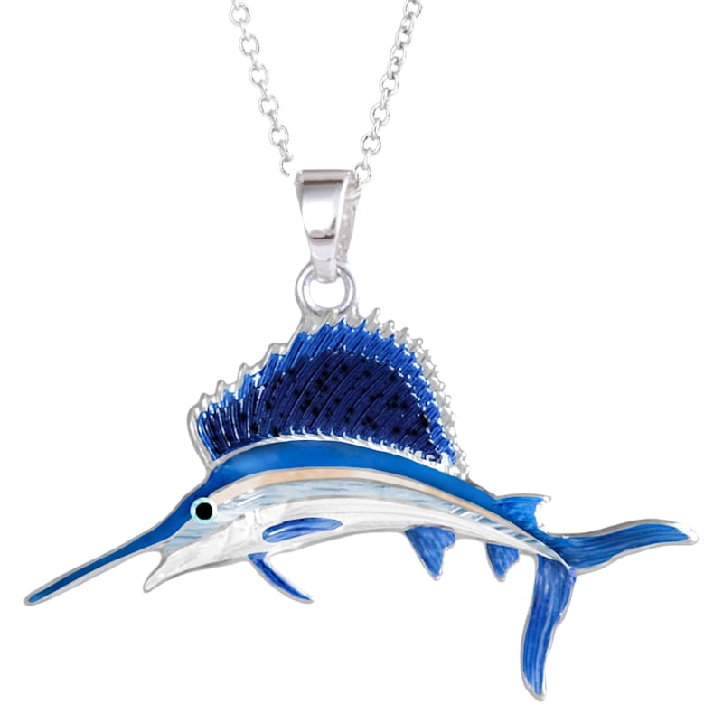 Amanda Blu Enamel Sailfish Silver Necklace