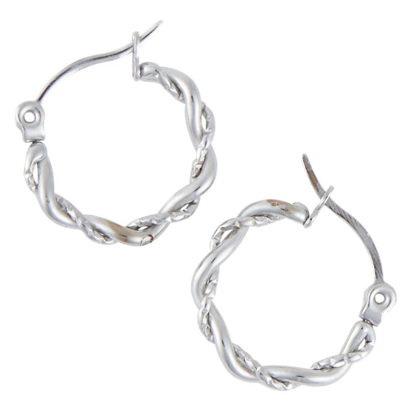 Howard's Narelle Waterproof Twisted Silver Hoop Earrings