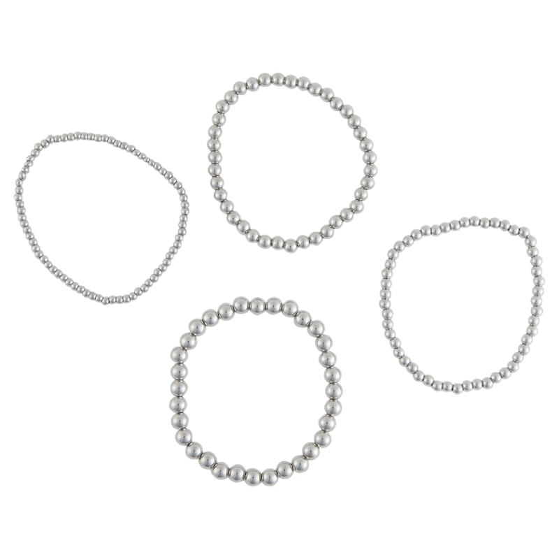 Howard's Narelle Waterproof Stretch Ball Silver Bracelet Set