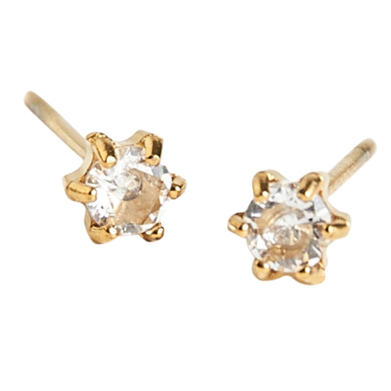 Howard's Narelle Gold Waterproof 3mm Round Cubic Zirconia Stud Earrings