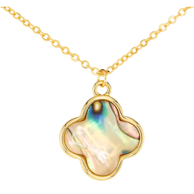 Amanda Blu Abalone Tan Clover Gold Necklace