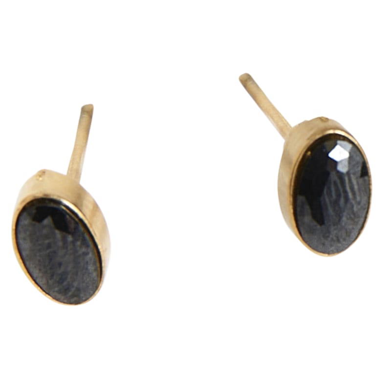 Howard's Narelle Jet Black Waterproof Oval Gem Stud Earrings
