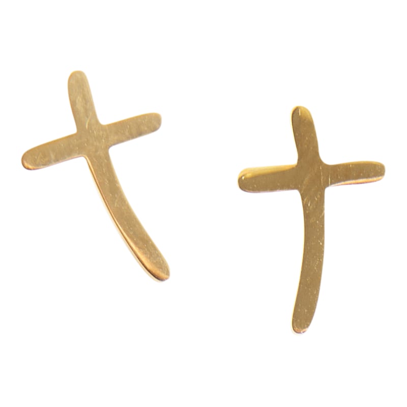 Howard's Narelle Gold Waterproof Curved Cross Stud Earrings