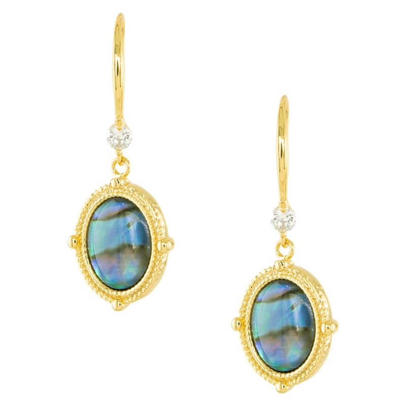 Amanda Blu Gold Abalone Blue Compass Drop Earrings