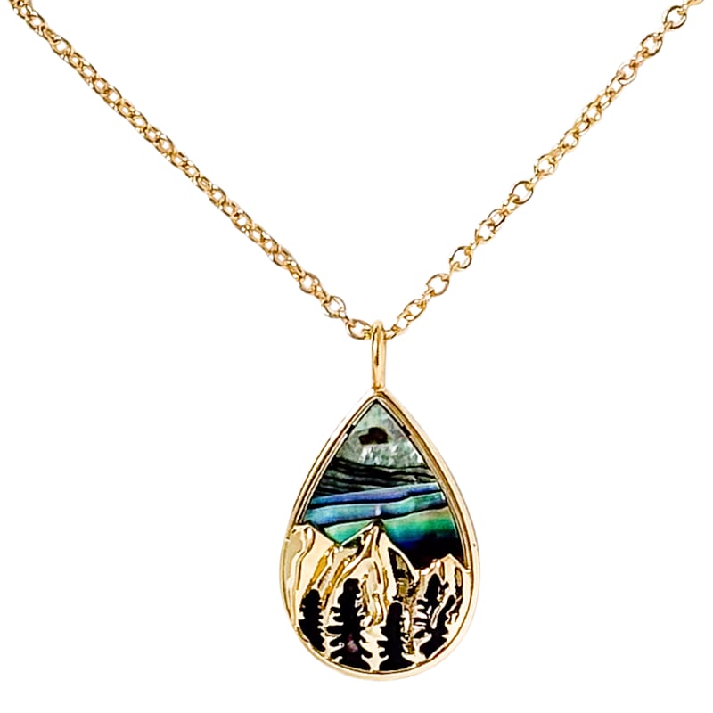 Amanda Blu Abalone Mountain Scene Gold Necklace