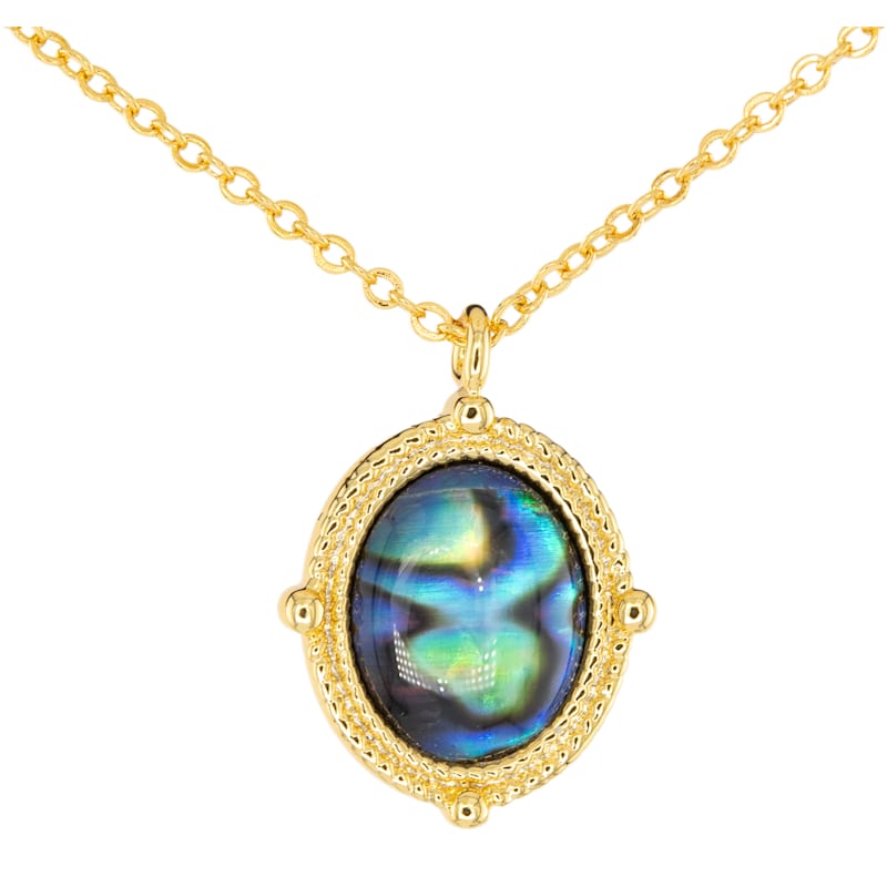 Amanda Blu Abalone Blue Compass Gold Necklace