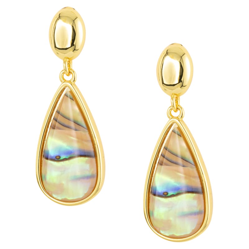 Amanda Blu Gold Abalone Tan Teardrop Earrings