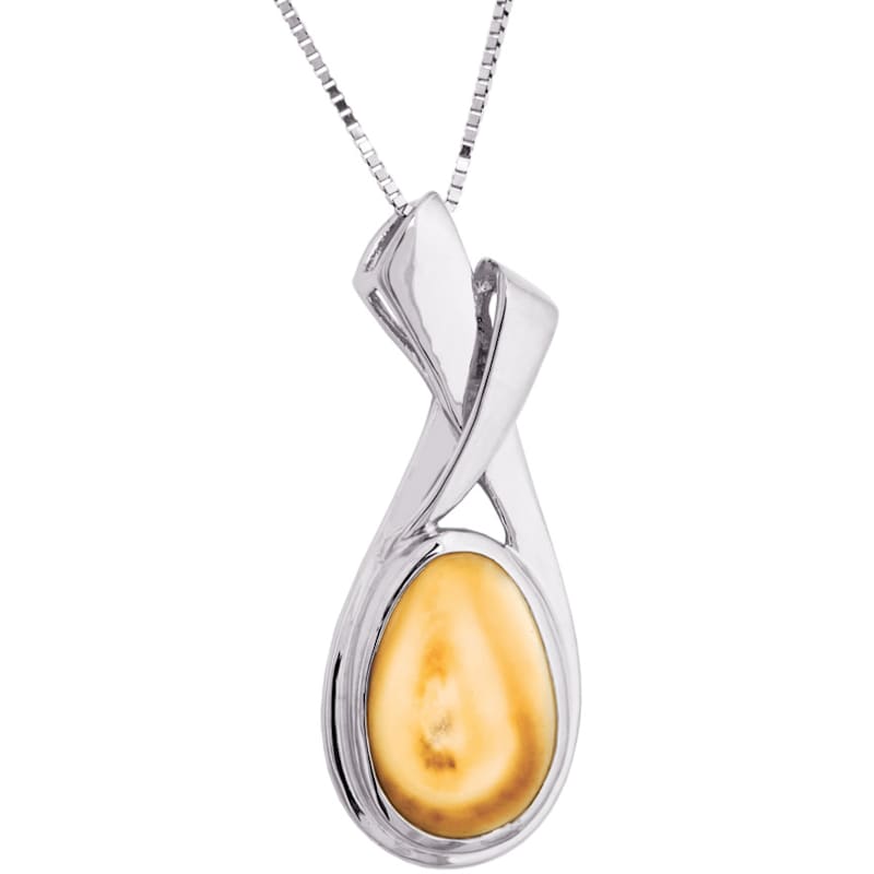 Frontier Collection Women's Custom Sterling Silver Elk Ivory Ribbon Necklace