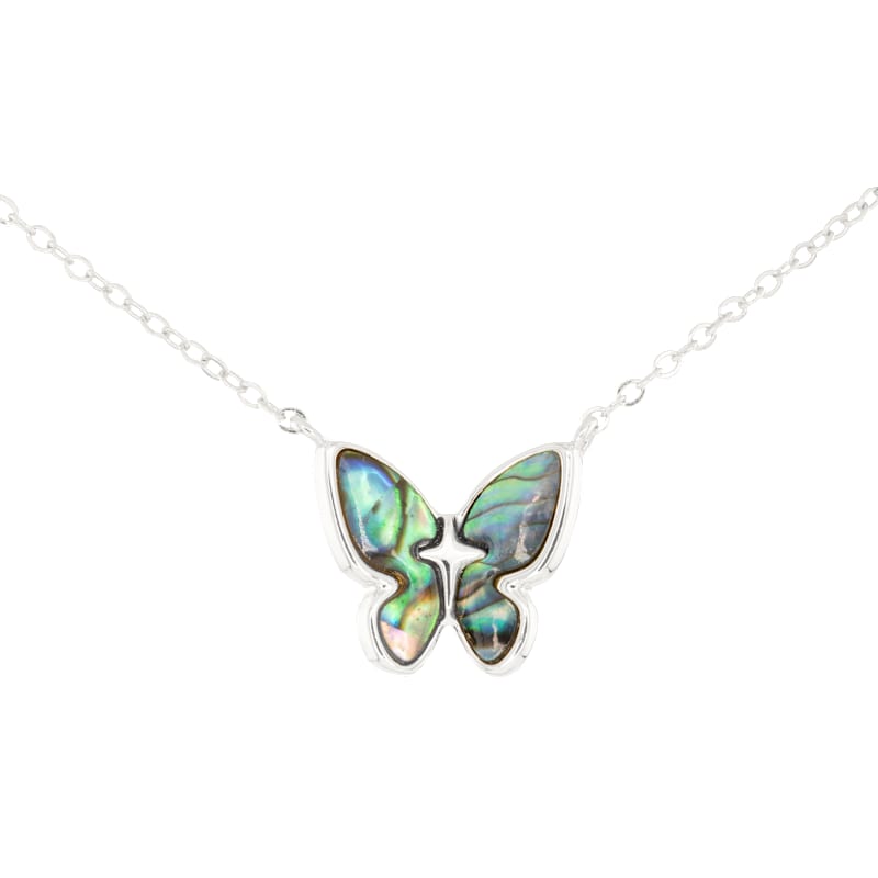 Amanda Blu Abalone Blue Butterfly Silver Necklace