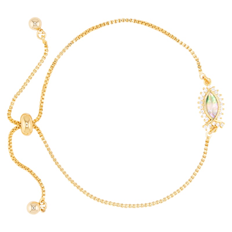 Amanda Blu Abalone Tan Fish Cubic Zirconia Gold Bracelet