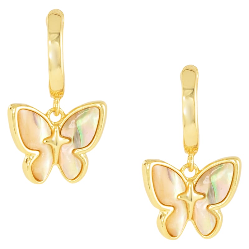 Amanda Blu Gold Abalone Tan Butterfly Earrings