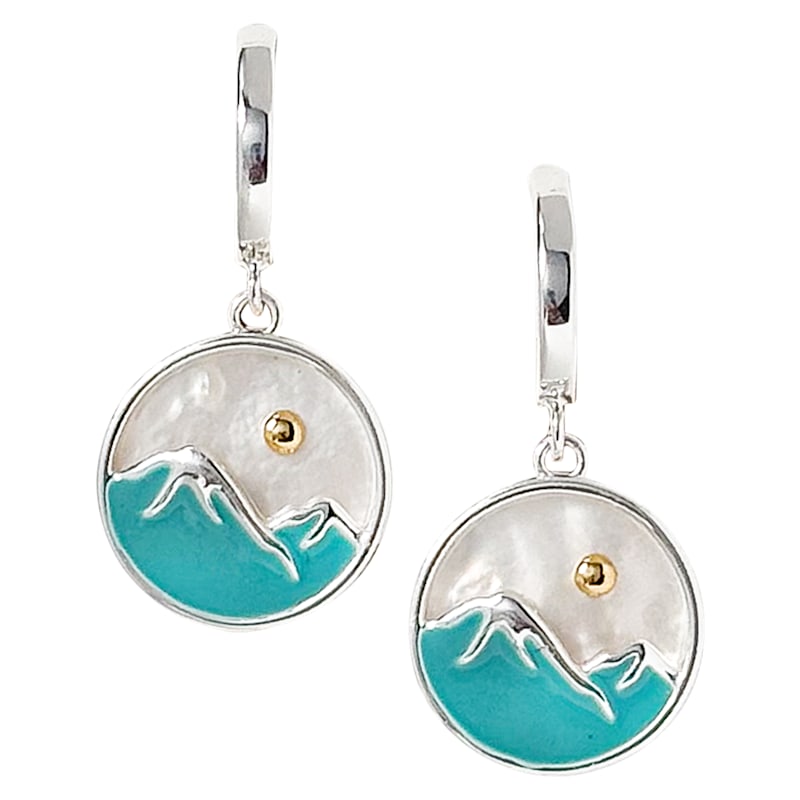 Amanda Blu Silver MOP and Enamel Mountain Earrings