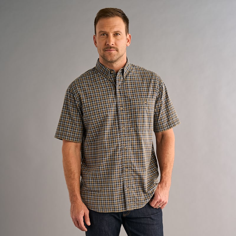 RedHead Laclede Acid-Wash Plaid Short-Sleeve Button-Down Shirt