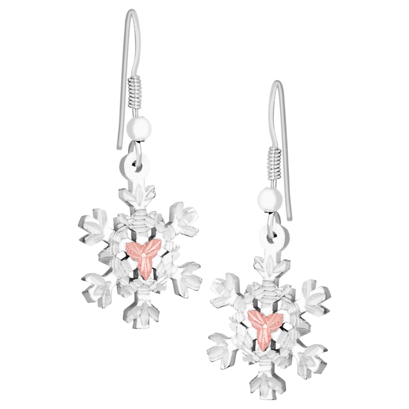 Landstrom's Black Hills Gold and Sterling Silver Snowflake Hook Earrings