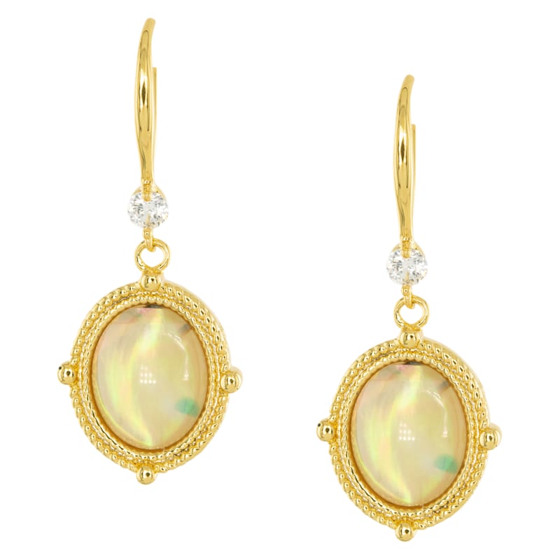 Amanda Blu Gold Abalone Tan Compass Drop Earrings