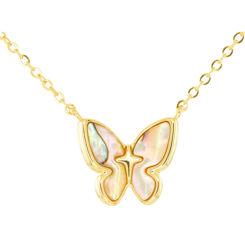 Amanda Blu Abalone Tan Butterfly Gold Necklace